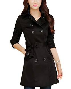 Classic Pink Trench Coats Damen Frauen Langarm Jacke Windbreaker Mantel Stilvoll Bequem Outwear Schwarz XL von Classic Pink