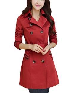 Classic Pink Trench Coats Damen Frauen Langarm Jacke Windbreaker Mantel Stilvoll Bequem Outwear rot S von Classic Pink