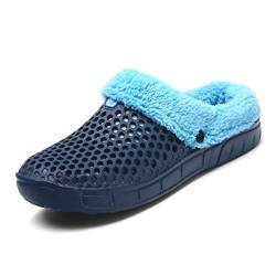 Herren Damen Winter Warm Hausschuhe Clogs Schlüpfen Garten Pelz Gefüttert Slipper Schuhe Blau 43 EU von Classic Pink