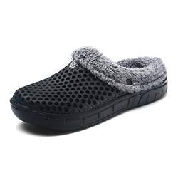 Herren Damen Winter Warm Hausschuhe Clogs Schlüpfen Garten Pelz Gefüttert Slipper Schuhe Schwarz 42 EU von Classic Pink