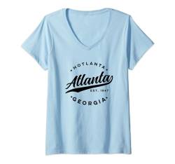 Damen Vintage Atlanta Georgia Hotlanta USA Love Schwarz T-Shirt mit V-Ausschnitt von Classic Retro USA City Tees