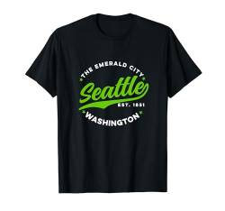Grüner Text im Vintage-Stil von Seattle, Emerald City, Washington T-Shirt von Classic Retro USA City Tees