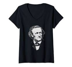 Damen Richard Wagner Komponist für klassische Musik im Retro T-Shirt mit V-Ausschnitt von Classical Music Composer history Love Store