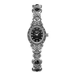 Clastyle Damenuhren Gotischer Strass Ovales Armbanduhren für Damen Schwarz Edelstahlband Kleine Armbanduhr Geschenk von Clastyle