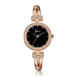 Weihnachten Geschenk-Damenuhren Roségold Elegant Armbanduhr Glänzender Kristall mit Edelstahl Armband Uhr Geschenk von Clastyle