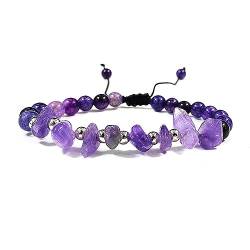 Clataly Amethyst Armbänder Natürliche Kristall Onyx Crushed Stone Armbänder Gewebte dehnbare Armbänder für Frauen und Mädchen (Amethyst) von Clataly