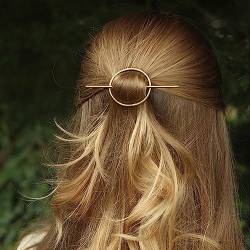 Clataly Circular Hair Stick Pin Vintage Circle Hair Clip Hochzeit Haarschmuck für Frauen Mädchen (Gold) von Clataly