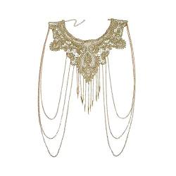Clataly Gold Spitze Halskette Mehrschichtige Körper Kette Körper Zubehör Schmuck für Frauen und Mädchen von Clataly