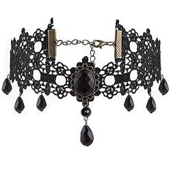 Clataly Gothic Schwarz Sexy Spitze Kragen Quaste Choker Halloween Party Zubehör für Frauen Mädchen (Schwarze Halskette 1) von Clataly