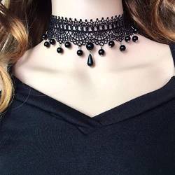 Clataly Gothic Schwarz Sexy Spitze Kragen Quaste Choker Halloween Party Zubehör für Frauen Mädchen (Schwarze Halskette 8) von Clataly