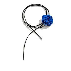 Clataly Handgemachte Rose Blume Halskette Floral Flanell Choker Halskette Einstellbare Hochzeit Braut Party Geburtstag für Frauen Mädchen (Blau) von Clataly