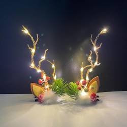 Clataly LED-Weihnachtshaarnadeln, Simulationsbaum, Zweig, Haarspangen, leuchtende Blume, Haarnadel, Haarschmuck für Frauen und Mädchen (warmes Licht A) von Clataly