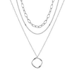 Clataly Layered Circle Pendant Choker Halsketten Verstellbarer Schmuck für Frauen Mädchen, Taglia unica, Metall, Kein Edelstein von Clataly