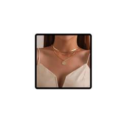 Clataly Layered Lotus Anhänger Halsketten Bead Choker Halskette Kette Einstellbarer Schmuck für Frauen und Mädchen (Gold) von Clataly