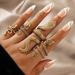 Clataly Vintage Schlange Offene Ringe Kristall Kreuz Index Finger Ring Pintail Ring Schmuck Geschenke für Frauen und Mädchen (Gold) von Clataly
