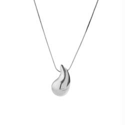 Clataly Wasser Tropfen Anhänger Halskette Dupes Teardrop Halsketten Ohrringe Modeschmuck Halsketten für Frauen und Mädchen (Silberne Halskette) von Clataly