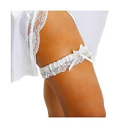 Clataly Wedding Bridal Lace Garter Belts Bow Rhinestone Leg Sleeve Elastic Leg Ring Prom Dance Cosplay Party for Women and Girls (Weiß) von Clataly