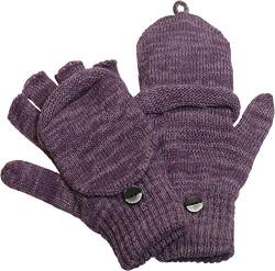 Claus Modes Damen/Mädchen Halbfinger Handschuh mit Klappe melange Farben, Farben:pflaume, Handschuhgröße:Damen von Claus Modes