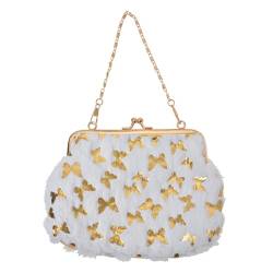 Clayre & Eef Brieftasche 15x10 cm Weiß Goldfarbig Synthetisch Schmetterlinge Kosmetiktasche von Clayre & Eef