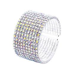 Clearine Armband Damen Bohemien Boho Fashion Disco Ball Inspiriert Kristall Armreif Cuff Klar 10 Reihen-Iridescent AB von Clearine