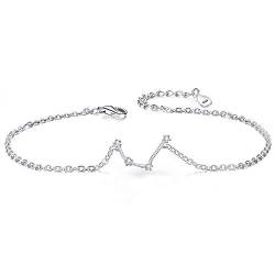 Clearine Armkette Sternzeichen 925 Sterling Silber CZ 12 Sternbild Einfach Stil Armband für Damen Mädschen (11.Wassermann) von Clearine