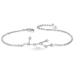 Clearine Armkette Sternzeichen 925 Sterling Silber CZ 12 Sternbild ''Jungfrau'' Einfach Stil Armband für Damen Mädschen von Clearine