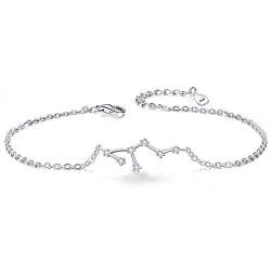 Clearine Armkette Sternzeichen 925 Sterling Silber CZ 12 Sternbild ''Löwe'' Einfach Stil Armband für Damen Mädschen von Clearine