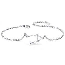 Clearine Armkette Sternzeichen 925 Sterling Silber CZ 12 Sternbild ''Waage'' Einfach Stil Armband für Damen Mädschen von Clearine