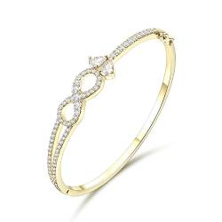 Clearine Armreif Braut Unendlichkeit 2 Teardrop Kristall Charm Armband für Damen Hochzeit Party Klar Gold-Tone von Clearine