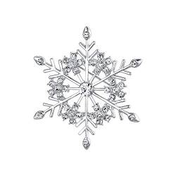 Clearine Brosche Diamante Österreichisch Kristall Edelstein Art Deco Winter Schneeflocke Pin für Kleidung Damen Klar Silber-Ton von Clearine