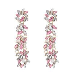 Clearine Chandelier Ohrringe für Damen Marquise Kristall Cluster Lange Ohrringe für Bankett Prom Rosa Gold-Ton von Clearine