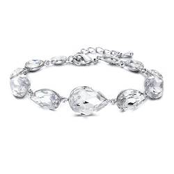 Clearine Damen Armband Hochzeit Braut Kristall Multi Teardrop Armkette Klar Silber-Ton von Clearine