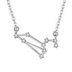 Clearine Halskette Sternzeichen 925 Sterling Silber CZ- Löwe Sternbild 12 Horoskop Astrologie Anhänger Kette klar für Damen Mädschen von Clearine