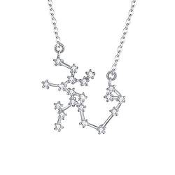 Clearine Halskette Sternzeichen 925 Sterling Silber CZ- Schütze Sternbild 12 Horoskop Astrologie Anhänger Kette klar für Damen Mädschen von Clearine