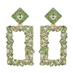 Clearine Rechteck Ohrringe Damen Art Deco funkelnden Strass Marquise geometrische Erklärung baumeln Ohrstecker für Braut Smaragd-Grün Gold-Ton von Clearine