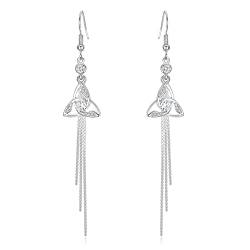 Clearine Silber Quaste Ohrringe Cubic Zirkonia Blatt 3 Kette baumeln Ohrstecker für Damen Mädchen von Clearine