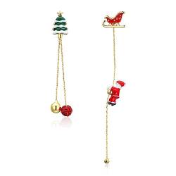 Clearine Weihnachten Ohrringe Weihnachtsmann Jingle Bells Weihnachtsbaum Einfädler Dangle Ohrringe Christmas Schmuck Geschenk für Damen Mädchen von Clearine