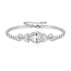 Clearine Zirkonia Tennis-Armband für Damen rund Marquise Tropfen Elegant Armkette für Hochzeit Klar Silber-Ton von Clearine