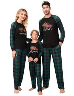 Clearlove Christmas Familien Weihnachten Pyjama Set Weihnachten Schlafanzug Langarm Zweiteiliger Set Sleepwear Nachtwäsche für Familien Damen-Grün2 XL von Clearlove