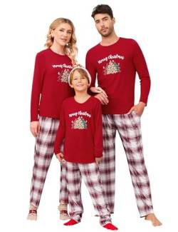 Clearlove Christmas Familien Weihnachten Pyjama Set Weihnachten Schlafanzug Langarm Zweiteiliger Set Sleepwear Nachtwäsche für Familien Damen-Rot1 M von Clearlove
