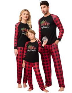Clearlove Christmas Familien Weihnachten Pyjama Set Weihnachten Schlafanzug Langarm Zweiteiliger Set Sleepwear Nachtwäsche für Familien Kind-Rot2 160 von Clearlove