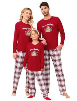 Clearlove Christmas Familien Weihnachten Pyjama Set Weihnachten Schlafanzug Langarm Zweiteiliger Set Sleepwear Nachtwäsche für Familien Männer-Rot1 L von Clearlove