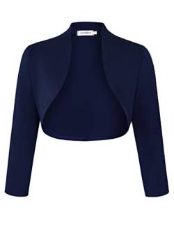 Clearlove Damen Bolero Elegant Strickjacke 3/4 Ärmel Kurz Festlich Schulterjacke（Verpackung MEHRWEG）,Dunkelblau-Upgrade L von Clearlove