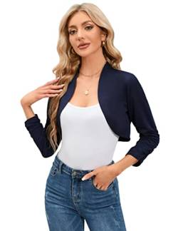 Clearlove Damen Bolero Kurze Strickjacke Festlich Kurz Cardigan Elegant Schulterjacke（Verpackung MEHRWEG） Dunkelblau,XXL von Clearlove