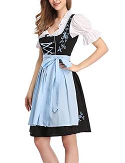 Clearlove Damen Dirndlkleid Kostüme für Bayerisches Oktoberfest Halloween Karneval schwarz mit blau S von Clearlove