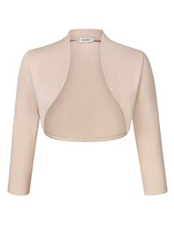 Clearlove Damen Eleganter Bolero Jacke Schulterjacke Kurzes Jäckchen 3/4 Ärmel Aprikose,M von Clearlove