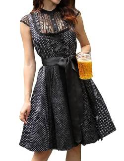 Clearlove Dirndl Damen Midi Set 3 Teilig Elegant Kurz Trachtenkleid inkl. Dirndl Kleid Dirndlschürze Dirndlbluse für Oktoberfest(B-Schwarz,38) von Clearlove