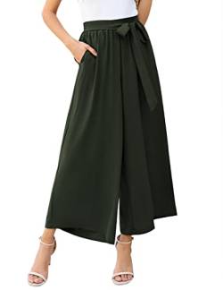 Clearlove Freizeithose Damen Elegant Trousers Sommerhose Lang Elastisch Basic Weitem Bein Pants mit Taschen (Armee Grün, XXL) von Clearlove