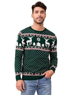 Clearlove Herren Unisex Weihnachtspullover Ugly Christmas Sweater Rentier Weihnachtspulli Weihnachtsbaum Pulli Strickpullover Grün Weihnachten Pullover Winterpullover XXL von Clearlove