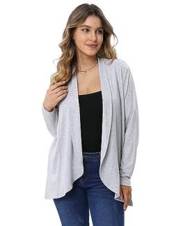 Clearlove Strickjacke Damen Cardigan Elegante Leicht Langarm Offene Strickcardigan(Grau,M) von Clearlove